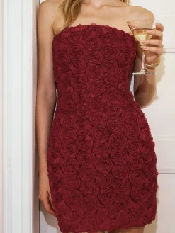 Sale Romance Rosette Tube Dress Casual Dresses|Cocktail & Party Dresses