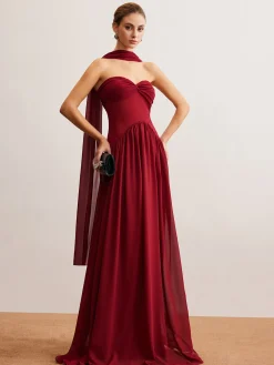 Discount Romance Ruched Long-Ribbon Tube Dress Cocktail & Party Dresses|Vacation Dresses