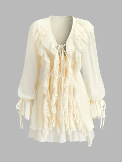 Sale Romance Ruffle Chiffon Dress Cocktail & Party Dresses|Short Dresses