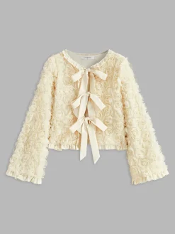 Discount Romance Tie Front Rosette Jacket Outerwear|Jackets