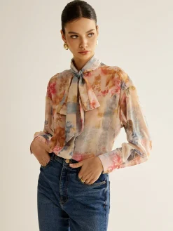 Hot Romance Tie Neck Thin Shirt Blouses & Shirts|Tops