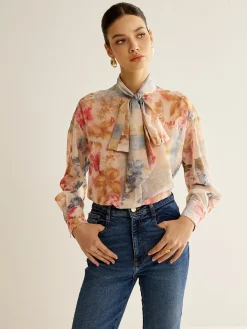 Hot Romance Tie Neck Thin Shirt Blouses & Shirts|Tops