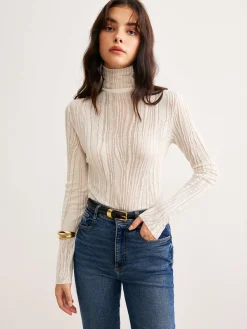 Romance Turtleneck Slim Blouse Blouses & Shirts|Tops
