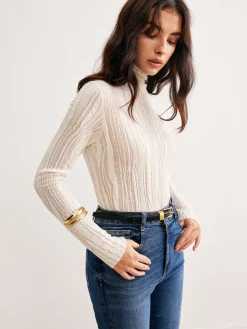 Romance Turtleneck Slim Blouse Blouses & Shirts|Tops