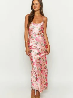 Discount Romantic Floral Cami Long Dress Casual Dresses|Floral Dresses