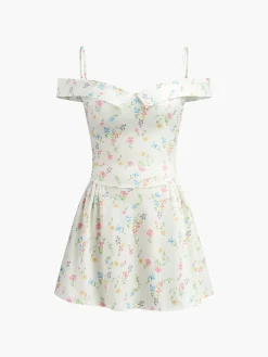 Sale Romantic Floral Short Dress White Dresses|Casual Dresses