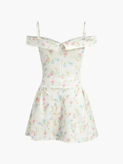 Sale Romantic Floral Short Dress White Dresses|Casual Dresses