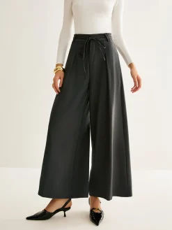 Rope Belt Wide-Leg Pants Pants|Bottoms