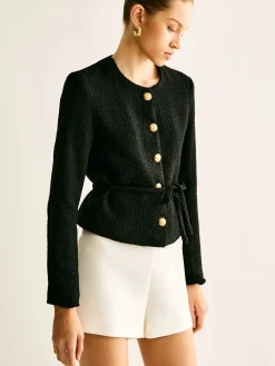 New Rope-Belted Button Blazer Outerwear|Blazers