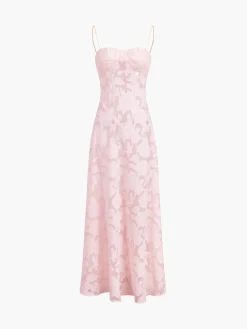 Outlet Rosalia Semi-sheer Floral Mesh Long Dress Floral Dresses|Summer Dresses
