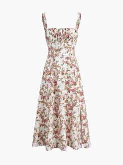 Best Rosebud Floral Midi Sundress Casual Dresses|Floral Dresses