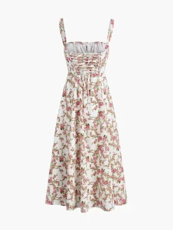 Best Rosebud Floral Midi Sundress Casual Dresses|Floral Dresses