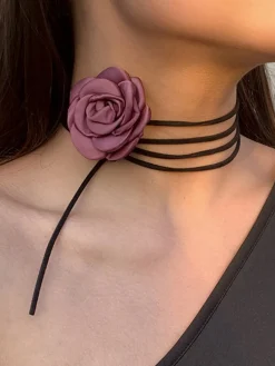 Online Rosette Bud Choker Necklace Necklaces|Accessories