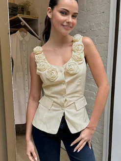 Outlet Rosette Button Tank Top Tank Tops & Camis|Tops