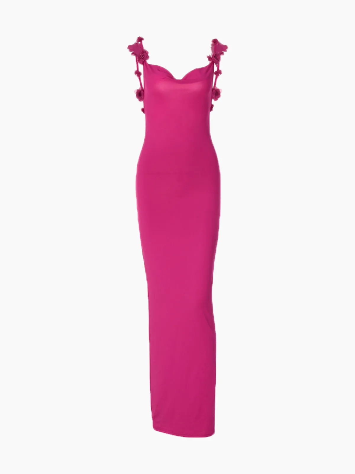 Sale Rosette Decor Cowl Neck Long Dress Casual Dresses|Cocktail & Party Dresses