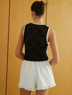 Online Rosette Decor Sweater Vest Sweater Vests|Sweaters & Cardigans