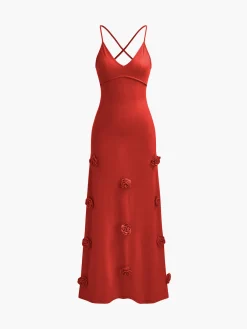 Hot Rosette V-Neck Backless Cami Dress Cocktail & Party Dresses|Summer Dresses