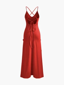Hot Rosette V-Neck Backless Cami Dress Cocktail & Party Dresses|Summer Dresses