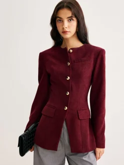 New Round Neck Button Corduroy Blouse Blouses & Shirts|Tops