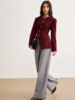 New Round Neck Button Corduroy Blouse Blouses & Shirts|Tops