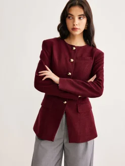 New Round Neck Button Corduroy Blouse Blouses & Shirts|Tops