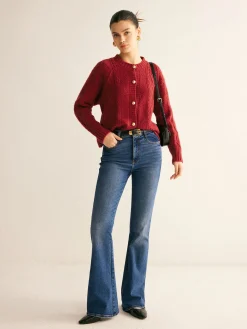 Clearance Round Neck Button Down Twist Cardigan Cardigans|Sweaters & Cardigans