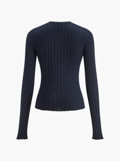 Clearance Round Neck Button Skinny Knit Top Knitwear|Tops
