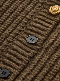 Best Round Neck Metal-Detail Crop Cardigan Cardigans|Sweaters & Cardigans