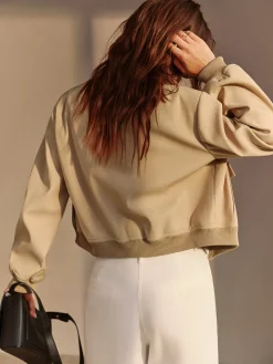Discount Round Neck Pockets Jacket Outerwear|Jackets