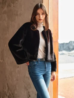 Clearance Round Neck Soft Faux Fur Coat Outerwear|Coats