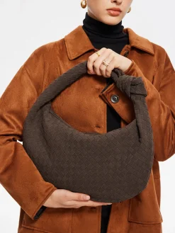Sale Rounded Woven Knotted Suede Bag Bags|Accessories