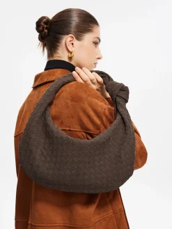 Sale Rounded Woven Knotted Suede Bag Bags|Accessories