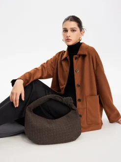 Sale Rounded Woven Knotted Suede Bag Bags|Accessories