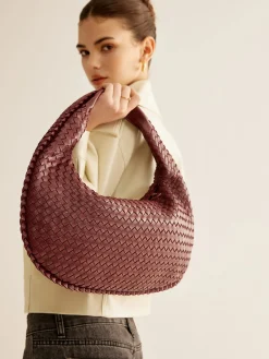 Clearance Rounded Woven Zipper Handbag Bags|Accessories