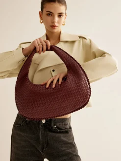 Clearance Rounded Woven Zipper Handbag Bags|Accessories