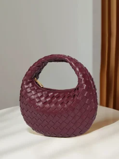 New Rounded Woven Zipper Handbag Bags|Accessories