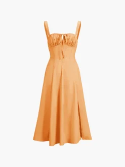 Sale Ruched Cup Detail Long Sundress Vacation Dresses|Summer Dresses