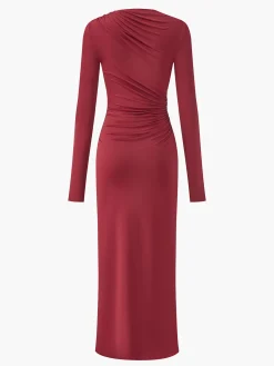 Discount Ruched Jersey Slim Long Dress Dresses