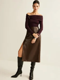 Online Ruched Slim Knit Top Sweater Tops|Sweaters & Cardigans