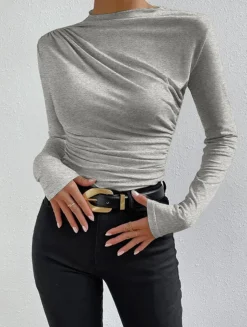Discount Ruching Long Sleeve Shirt T-shirts|Tops