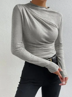 Discount Ruching Long Sleeve Shirt T-shirts|Tops
