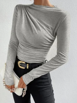 Discount Ruching Long Sleeve Shirt T-shirts|Tops
