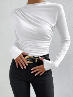 Discount Ruching Long Sleeve Shirt T-shirts|Tops