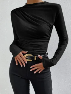Discount Ruching Long Sleeve Shirt T-shirts|Tops