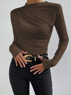 Discount Ruching Long Sleeve Shirt T-shirts|Tops