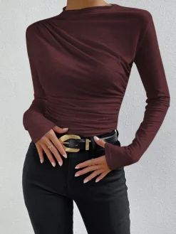 Discount Ruching Long Sleeve Shirt T-shirts|Tops