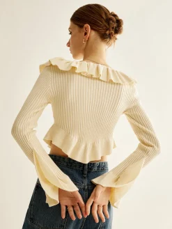 Discount Ruffle Button Knit Top Sweater Tops|Sweaters & Cardigans