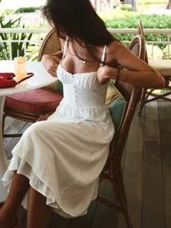 Outlet Ruffle Hem Cami Plain Midi Dress White Dresses|Black Dresses
