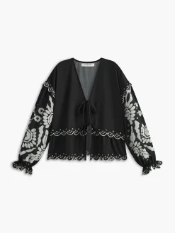 New Ruffle Print Knotted Shirt Blouses & Shirts|Tops