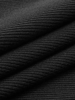 Discount Ruffle Slim Knit Long Dress Black Dresses|Casual Dresses